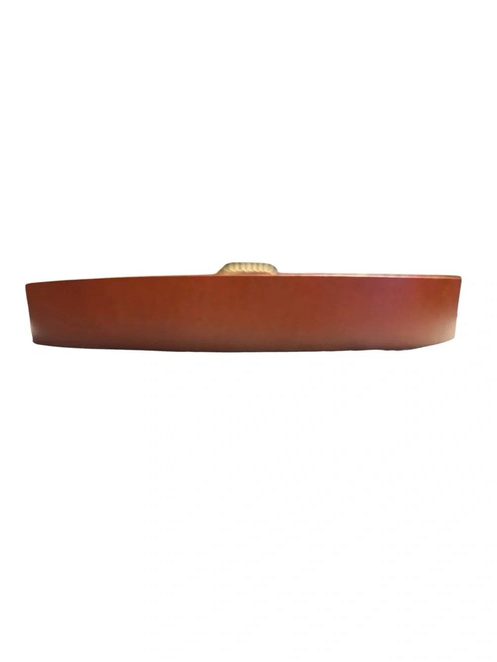 Anthropologie Twisted Rope Oval Leather Belt Cognac Brass Buckle Size S
